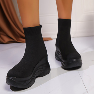 Chaussures décontractées tendance pour femmes adultes, chaussures à talon compensé, semelle épaisse, respirantes, confortables, tendance mode - Product Image 2