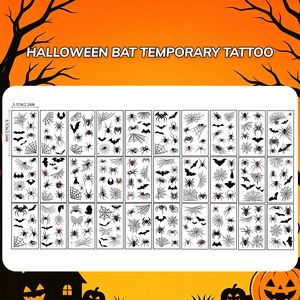 30 feuilles de tatouages temporaires toile d'araignée pour Halloween, kit de maquillage d'Halloween, tatouages pour le visage, faux tatouages réalistes 3D en forme de toile d'araignée - Product Image 6