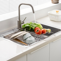 Escurridor de Platos Extensible de Acero Inoxidable SUS304, Cesta de Drenaje para Fregadero, Organizador de Almacenamiento de Platos y Tazones para Cocina