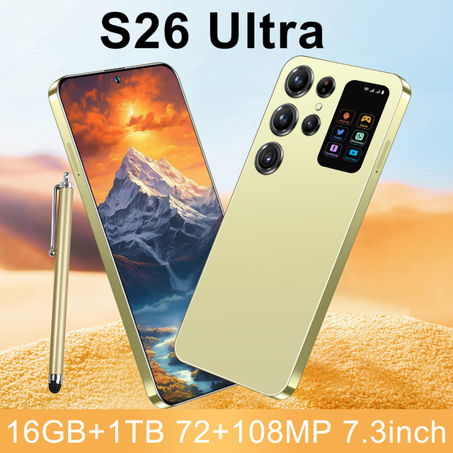 High Performance S26 Ultra Dual SIM Card 5G Smart Mobile Phone 7.3-inch HD Screen 16GB RAM 1TB ROM Deca Core Processor