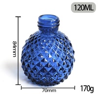 Bouteille diffuseur en verre cristal gaufré translucide bleu, rouge, vert, noir avec bouchon à vis 120 ml, emballage éco-responsable