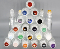 Emballage cosmétique de pierre de jade de couleurs de quantité minimale de commande bas 10ml bouteille de boule de rouleau en verre clair pour l'huile essentielle