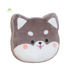 Greenmart Peluche tête de <span class=keywords><strong>Shiba</strong></span> <span class=keywords><strong>Inu</strong></span> mignonne, coussin décoratif personnalisé, coussin chat blanc, jouet en peluche cochon rose avec certification CE - Product Image 1
