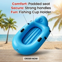 Bateau gonflable flottant pour rivière avec dossier, porte-gobelet et crochet de pêche pour adultes - PVC robuste, portable, impression personnalisée