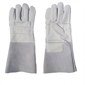 Gants de soudage TIG à double paume robustes Gants de sécurité en cuir fendu de grain de vache Résistance thermique ignifuge - Product Image 1