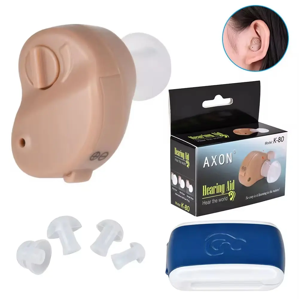 Aparelho auditivo invisível novo e de alta qualidade, amplificador de som, aparelho auditivo Axon K-80