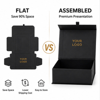 Boîte magnétique pliable de luxe personnalisée avec fenêtre en PVC, logo estampé à chaud, fermeture à ruban éponge pour parfum, bougie, chocolat, cadeau