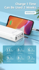 Konfulon Real Big Capacity 40000mAh QC3.0 Fast Power Bank, estación de cargador portátil de 4 puertos USB con soporte para teléf - Product Image 2