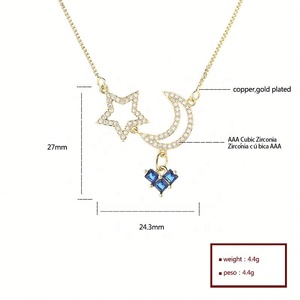 เครื่องประดับหรูหรา Hd Jewelry แฟชั่นทอง 18K ชุบทองรูปหัวใจและดาว ประดับเพชรคิวบิกเซอร์โคเนีย Aaa สร้อยคอจี้สำหรับผู้หญิง - Product Image 5