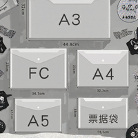 Pochette transparente en PP avec bouton-pression pour présentations A3 A4 A5 FC, organiseur de documents et de reçus