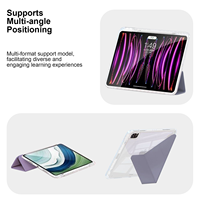 Étui de protection pliable 3+Y Origami pour Galaxy Tab, avec support multi-angles, dos en acrylique transparent, antichoc, Smart Folio