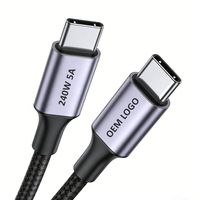 Cable de Carga Tipo C, Carga Rápida de 240 W, 5 A, 48 V, Cable Trenzado de Nailon Personalizado de Fábrica, 1 m, 2 m, 3 m, Cargador PD3.1, Cable USB C a USB C