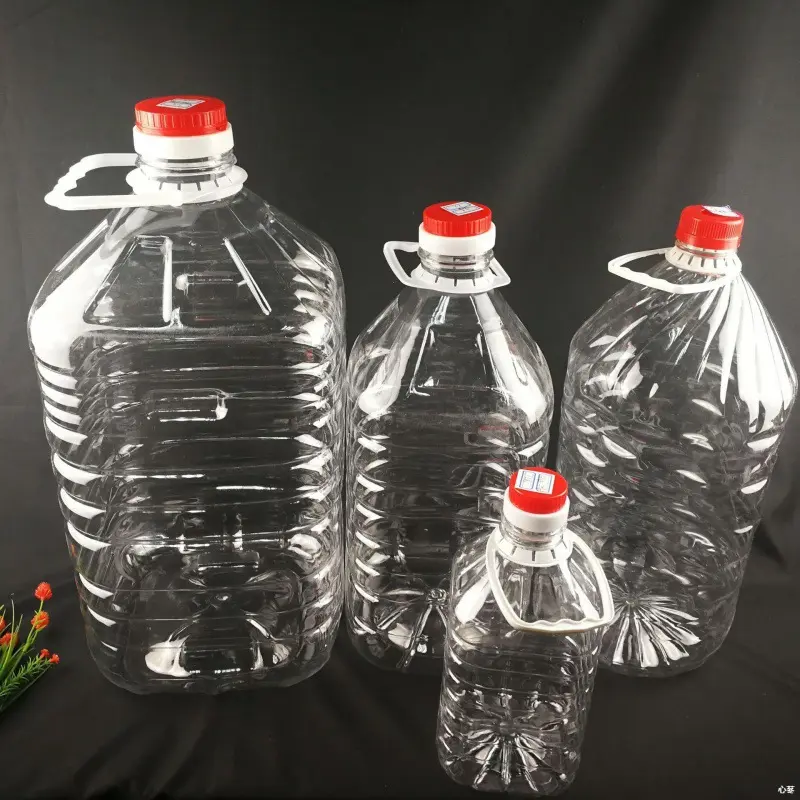 Factory Wholesale Food Grade PET Transparent Jugs Buckets Wine 5L with Lids Barrels Jars Vinegar Peanut Oil Plastic Bottles