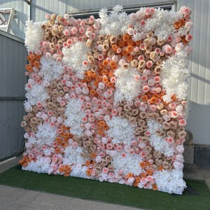 W-FW050 Mur de fleurs artificielles en soie bleu rose, toile de fond 8ft*8ft pour décoration de mariage et de fête, vente en gros - Product Image 6