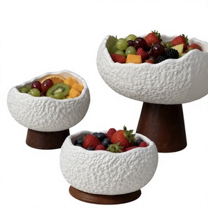 Frutero de Resina Premium con Base de Madera, Tazón Decorativo para Frutas, Aperitivos, Nueces, Decoración para el Hogar, Cocina y Comedor - Product Image 1