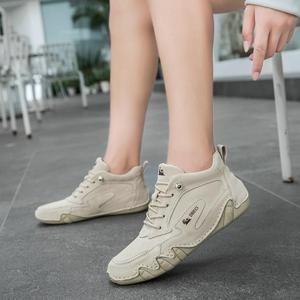 Sepatu <span class=keywords><strong>Boots</strong></span> Wanita Ukuran Besar Bahan Kulit Asli Sol Karet Tali Sepatu Hak Datar Musim Gugur Musim Dingin Fashion Kasual Olahraga - Product Image 1