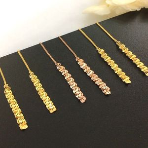 Boucles d'oreilles longues Xinfly Au750 en or massif 18 carats véritable, motif queue de phénix, chaîne Chopin, cadeau pour femme - Product Image 4