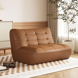 Canapé-lit en cuir minimaliste rétro moderne, 70 cm, siège unique, rembourré en mousse, meubles de salon - Product Image 3