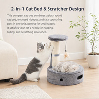 Petstar Lit et griffoir 2-en-1 pour chat, avec poteau en sisal détachable, plateau de jeu interactif, arbre à chat vertical