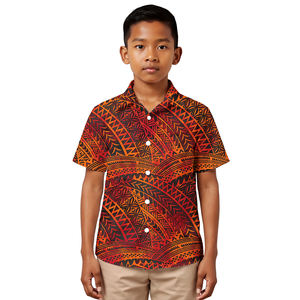 Nouvelles chemises pour adolescents de style insulaire, personnalisées, imprimées tribal polynésien Tapa, chemise boutonnée de plage pour garçons, vêtements pour enfants - Product Image 5