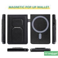 Tempat kartu telepon magnetik kuat dapat dilepas logo kustom kulit pu dompet berdiri pop up otomatis pintar untuk magsafes