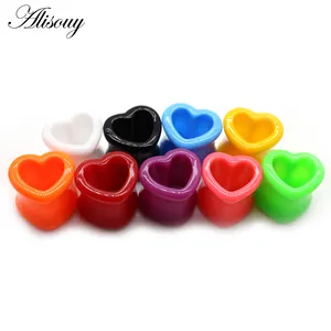 Wholesale 4mm-25mm White Black Love Heart Acrylic Ear Plug Tunnels Flesh Stretcher Expander Gauge Piercing Body Jewelry