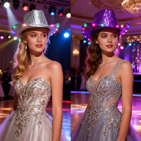 Chapeau de Cowboy en Denim Lumineux à Paillettes Personnalisé Broderie à la Main Quatre Saisons Unisexe Jazz Party Performance Diode Shining Festival