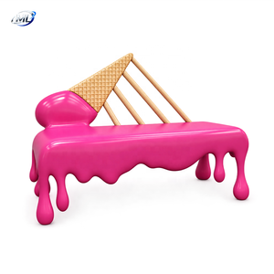 Modern Sculptural Patio <b>Bench</b> Outdoor Leisure <b>Bench</b> Pink Commercial Public Seating - Product Image 6