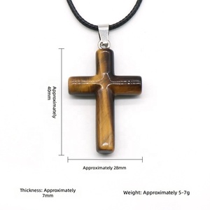 40mm 대형 천연 크리스탈 원형 십자가 펜던트 라운드 마노 원석 십자가 참 DIY 목걸이 열쇠고리 쥬얼리 제작용 - Product Image 5