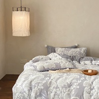 Set Sprei Kasur Motif Daun Ginkgo Tema Botani Jacquard Burnout Bulu Kelinci Imitasi untuk Musim Dingin