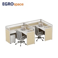 EGROspace Fournisseur Professionnel de Mobilier Poste de Travail Modulaire avec Cloison Privée en Verre pour 2 Personnes Bureau Cubique