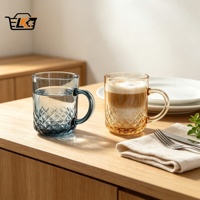 Élégante tasse en verre cristal avec anse, multicolore, 8 oz, pour boissons, vaisselle en verre alimentaire pour restaurant, fête, maison, cuisine
