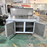 Table de préparation à la pizza en acier inoxydable commercial Réfrigérateur à air Contrôle numérique de la température pour poste de travail de cuisine de pizzeria