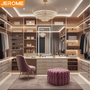 Foshan fabbrica di lusso moderna camera da letto interna mobili Flat Pack organizzatore di stoccaggio di abbigliamento in legno cabina armadio con luci a LED - Product Image 2