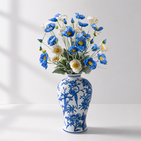 Vente en gros d'usine, fleurs de pavot blanches artificielles faites à la main, au toucher réel, pour la décoration de la maison, du bureau, de l'hôtel, de Noël, de la Saint-Valentin