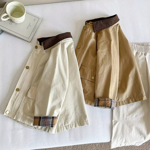 2025 autunno nuovo <span class=keywords><strong>abbigliamento</strong></span> per bambini giapponese e coreano Versatile stile britannico giacca Patchwork scozzese per <span class=keywords><strong>ragazzi</strong></span> - Product Image 1