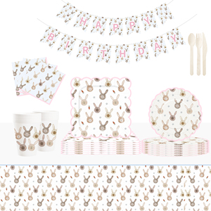 DAMAI New Customized Design <b>Easter</b> Theme Disposable Dessert Dinner Paper Plates <b>Cups</b> Napkin with Rabbit Tableware Set - Product Image 1