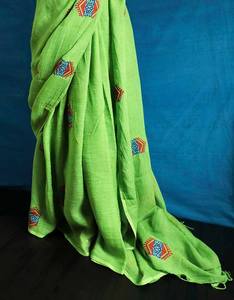 Nueva llegada UDDUP indio mano bloque impreso puro Lino Saree diseño elegante Unisex para ocasiones especiales ropa de fiesta - Product Image 2