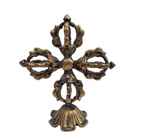 Vishva Vajra รูปปั้นพระพุทธรูปในทิเบต,ประติมากรรมทางศาสนาทำจากทองเหลืองแกะสลักด้วยมือรูปปั้นทางศาสนาสไตล์ธิเบต Double Dorje - Product Image 4