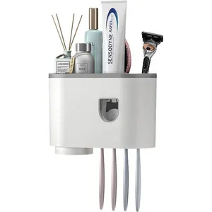 NISEVEN rak penyimpanan pasta gigi otomatis, tempat sikat gigi Dispenser pemeras dinding kamar mandi desain kreatif