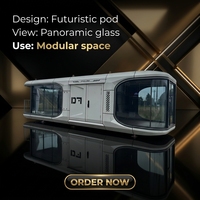 Maison capsule spatiale moderne, maisonnette modulaire avec salle de bain et cuisine pour jardin, logement résidentiel ADU