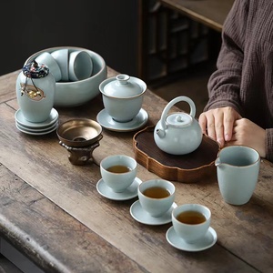 Ru fornace kung fu tea <span class=keywords><strong>set</strong></span> Ru-porcellane teiera in porcellana gaiwan tazza <span class=keywords><strong>da</strong></span> tè degustazione <span class=keywords><strong>set</strong></span> <span class=keywords><strong>di</strong></span> regali <span class=keywords><strong>da</strong></span> ufficio può essere personalizzato - Product Image 2