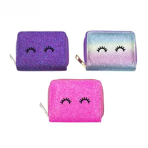 Online cheapest Purse! New custom-made 2024 Top Fashion Keychain Pouch classic luxury wholesale pu leather ladies bling glitter coin purse with zipper