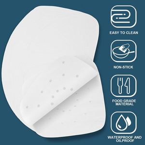 Papier sulfurisé perforé blanc carré de 8,5 pouces, doublures jetables en papier sulfurisé pour friteuses à air, cuisson et four - Product Image 2