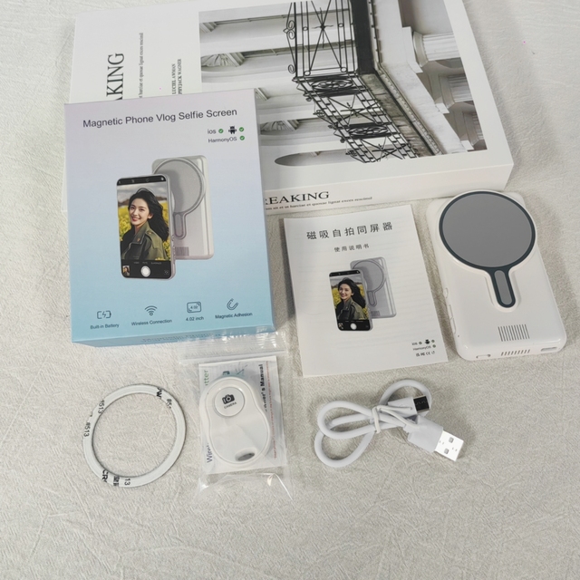 2025 New 4.02" Magnetic Selfie Screen Vlog Monitor Remote Control IPS Full View Angle ABS+Silicone Material 1500mAh Battery
