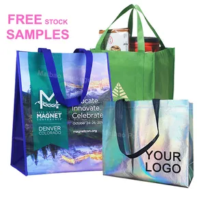 Wholesale eco Friendly recycle PP laminated non woven fabric tote shopping bag custom printed nonwoven reusable grocery bags