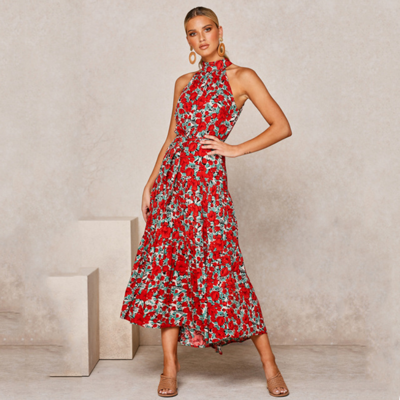 open lace back dress Nellie Maxi Dress Yellow | Red Floral | Yellow | Red Floral | Womens main image 0