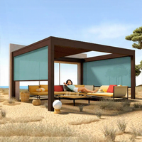 Pergola électrique Quankuan LT1250 en aluminium noir mat élégant avec lames orientables, structure d'ombrage extérieure tout temps pour un patio stylé