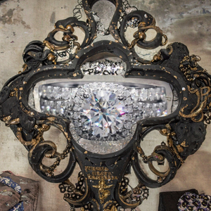 Juego de Anillos de Compromiso J&C de Oro Blanco de 14K con Moissanita de 2CT, Corte Brillante, Halo, Calidad Comparable a Diamantes, Joyería de Boda - Product Image 3