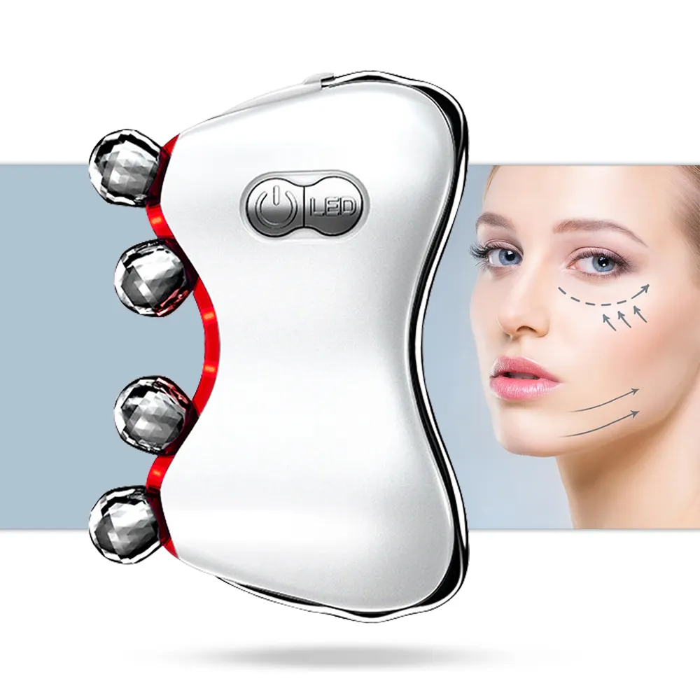 3D Face Lift Roller Electric Gua Sha Massager Red Light Therapy Micro Current Face Device